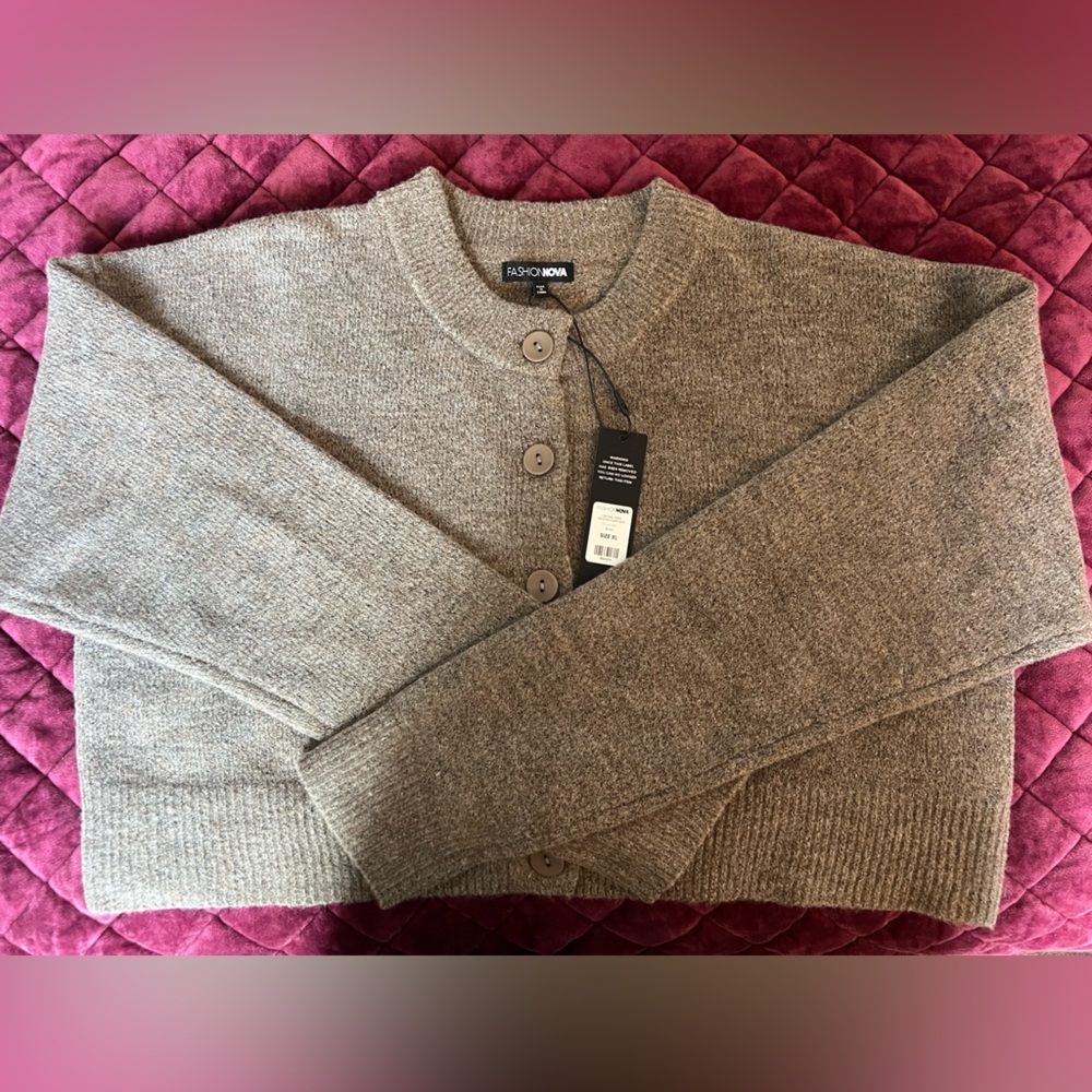 Fashion Nova Taupe Knit Cardigan
